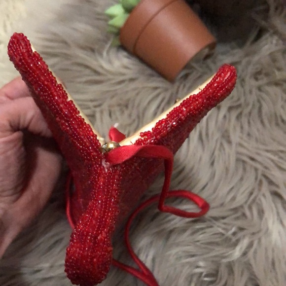 Vintage Beaded Clutch/Crossbody Bag-Red-10x4.5-Gorgeous-Holiday Must Have - Picture 11 of 17